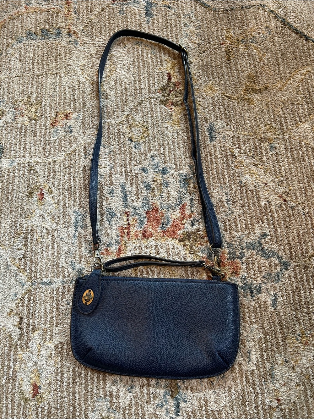 Joy Susan Navy Pebbled Crossbody Wristlet with Detachable Strap - Picture 2 of 9